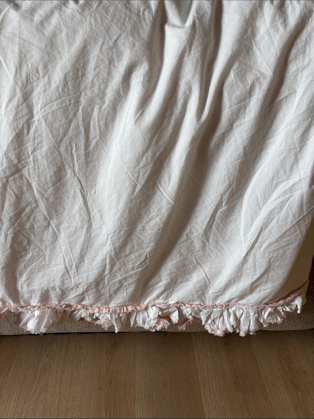 🍓 RH BABY & CHILD PINK WHITE DUVET COVER pink ruffled edge RESTORATION HARDWARE